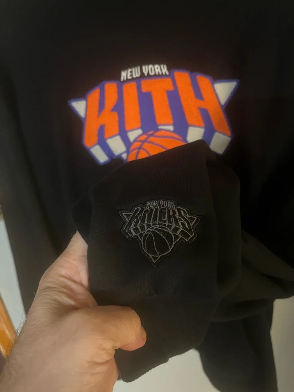Kith New York Black Hoodie with Orange & blue  Basketball Logo - Picture 2 of 3